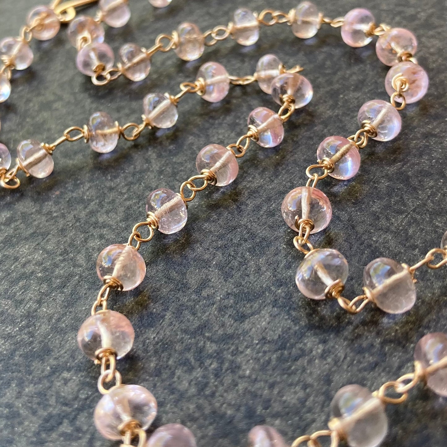 Morganite, Gold & Bronze Petal Necklace