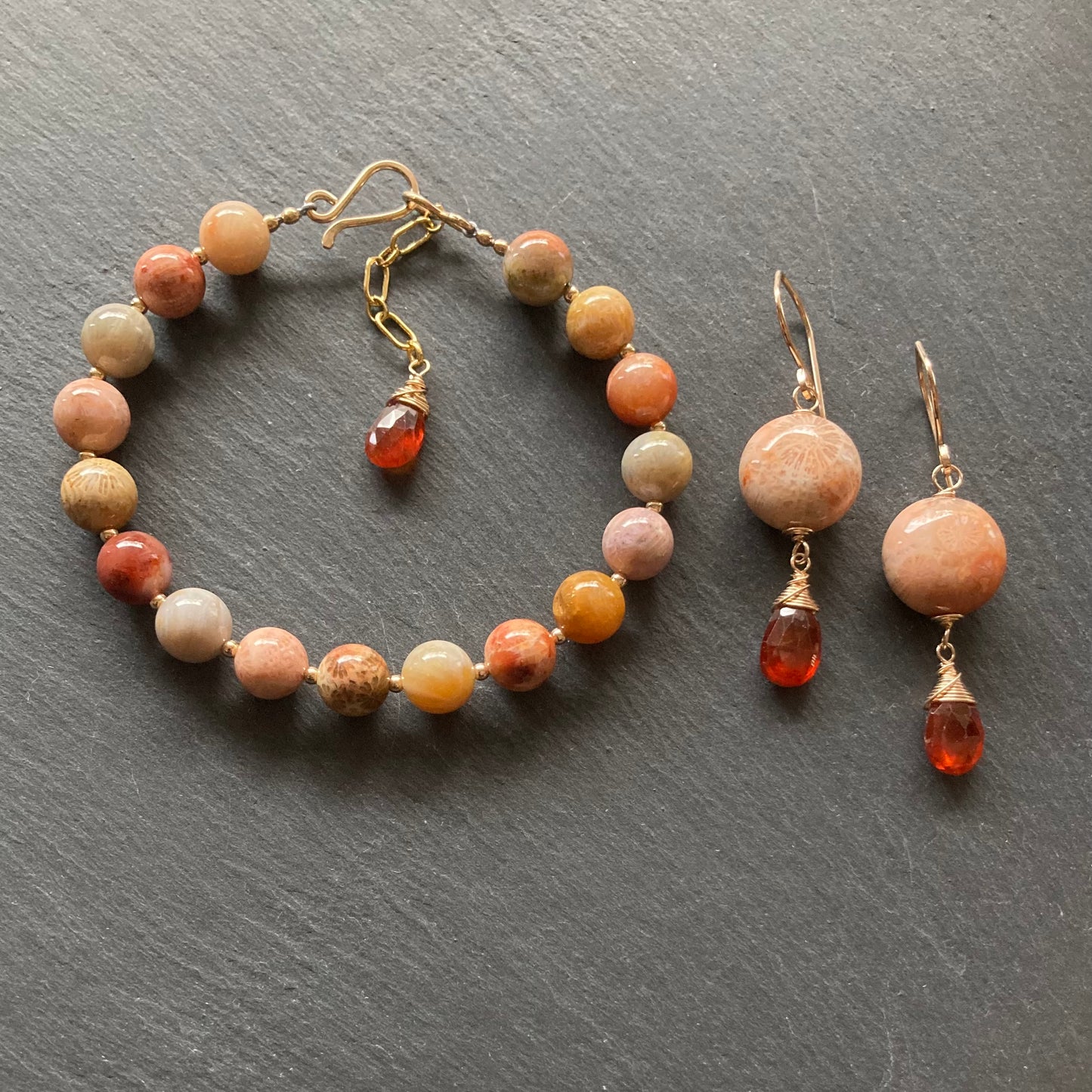 Fossil Coral & Gold Bracelet