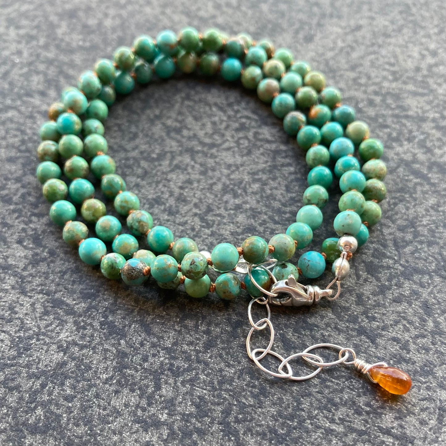 Hubei Turquoise Hand Knotted Silk Necklace