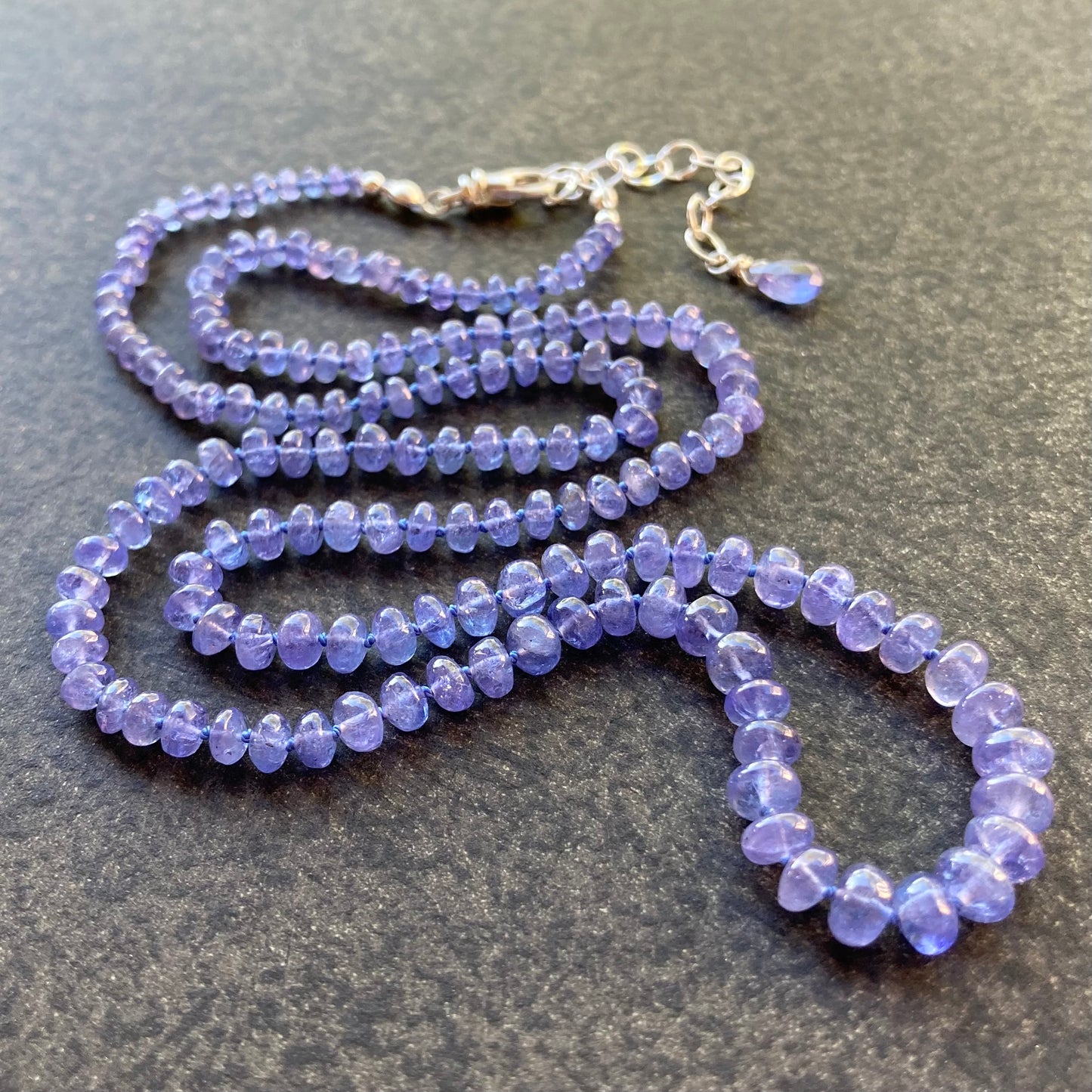 Tanzanite Hand Knotted Silk Necklace