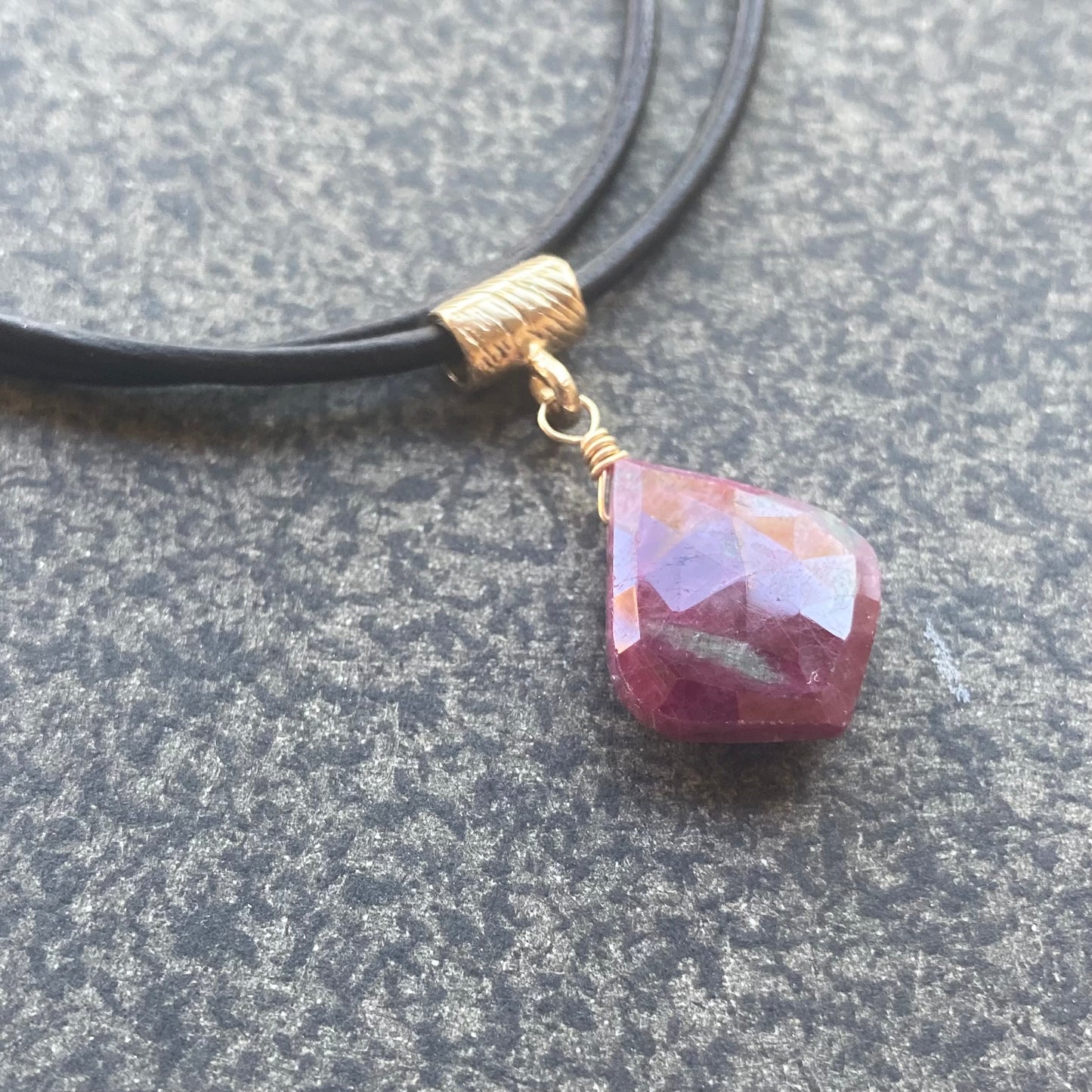 Ruby & Bronze Leather Choker
