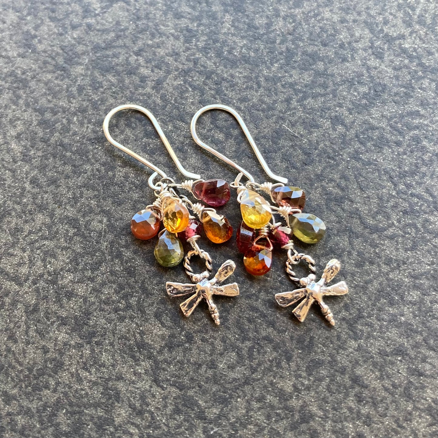 Tundra Sapphire & Sterling Silver Dragonfly Earrings