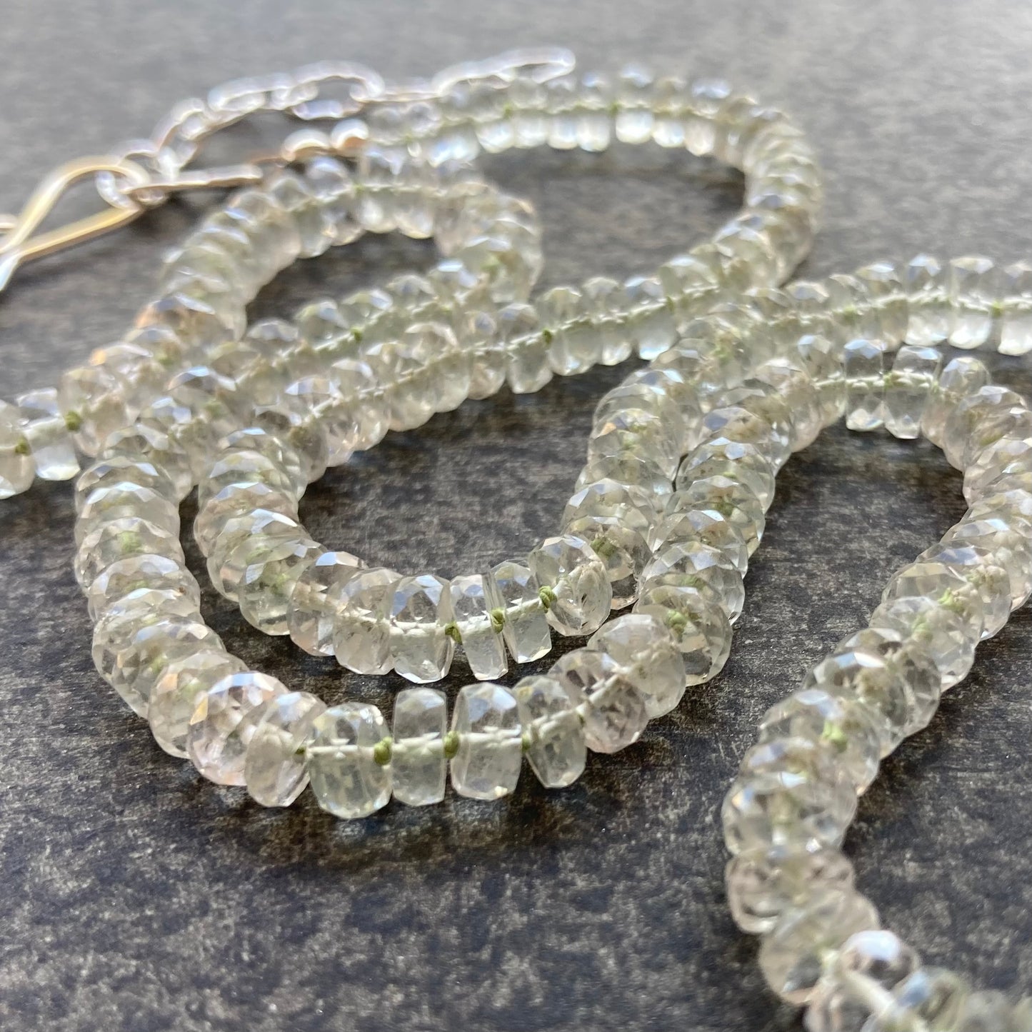 Prasiolite Hand Knotted Silk Necklace