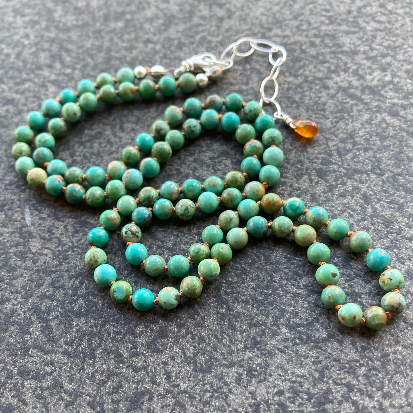 Hubei Turquoise Hand Knotted Silk Necklace