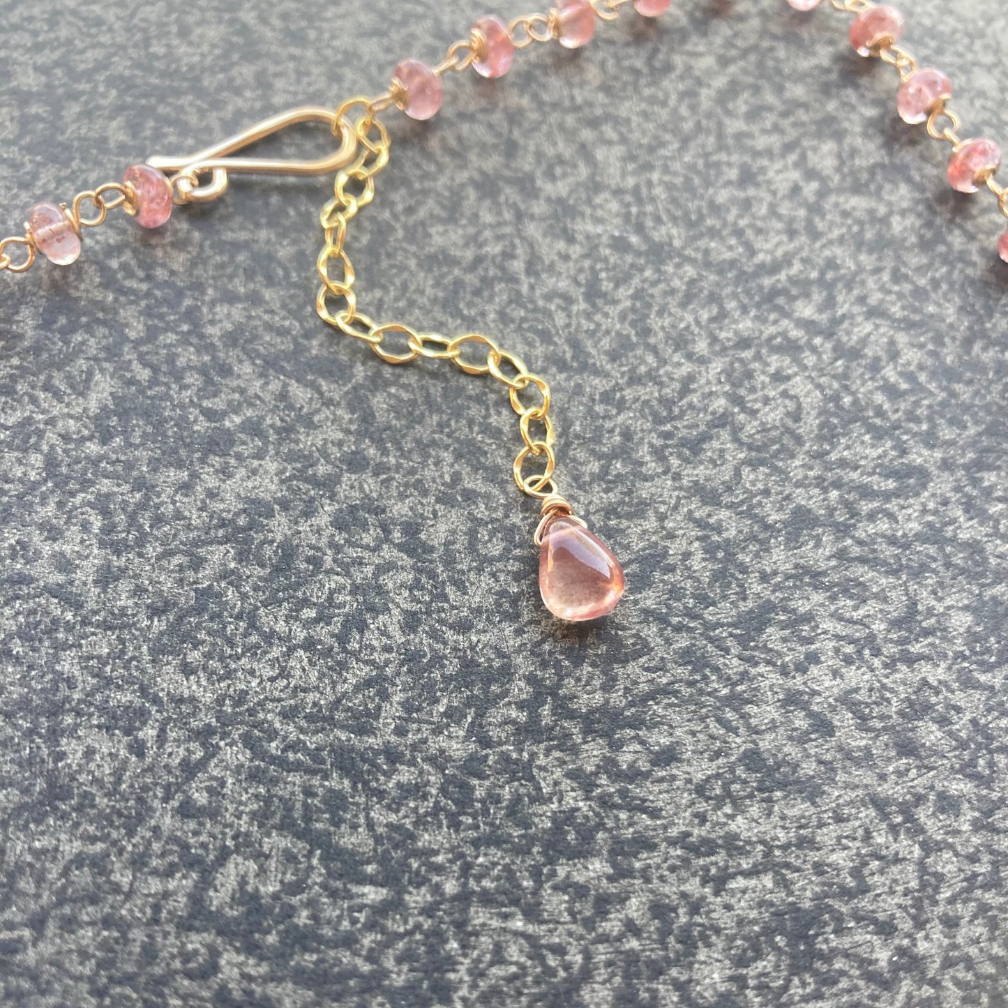 Strawberry Quartz & Gold Necklace