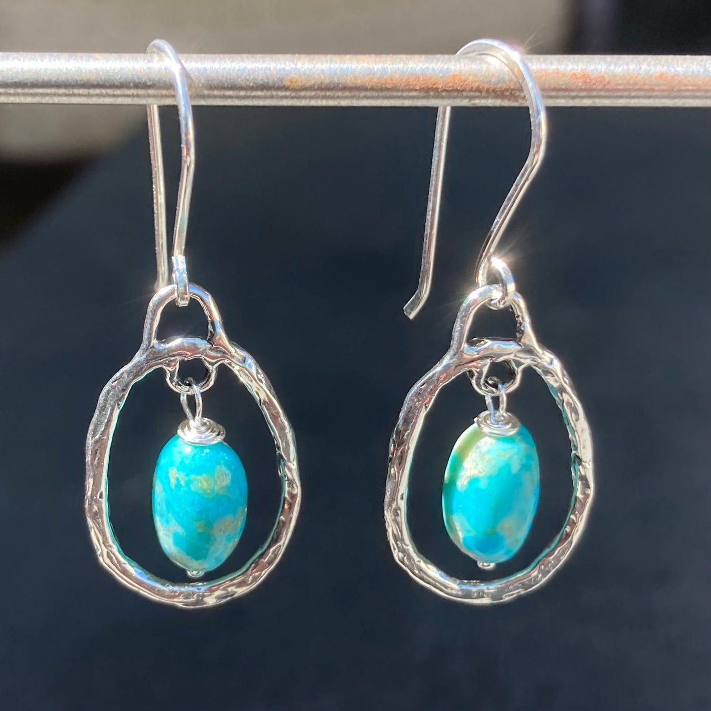 Kingman Turquoise & Sterling Silver Hoops