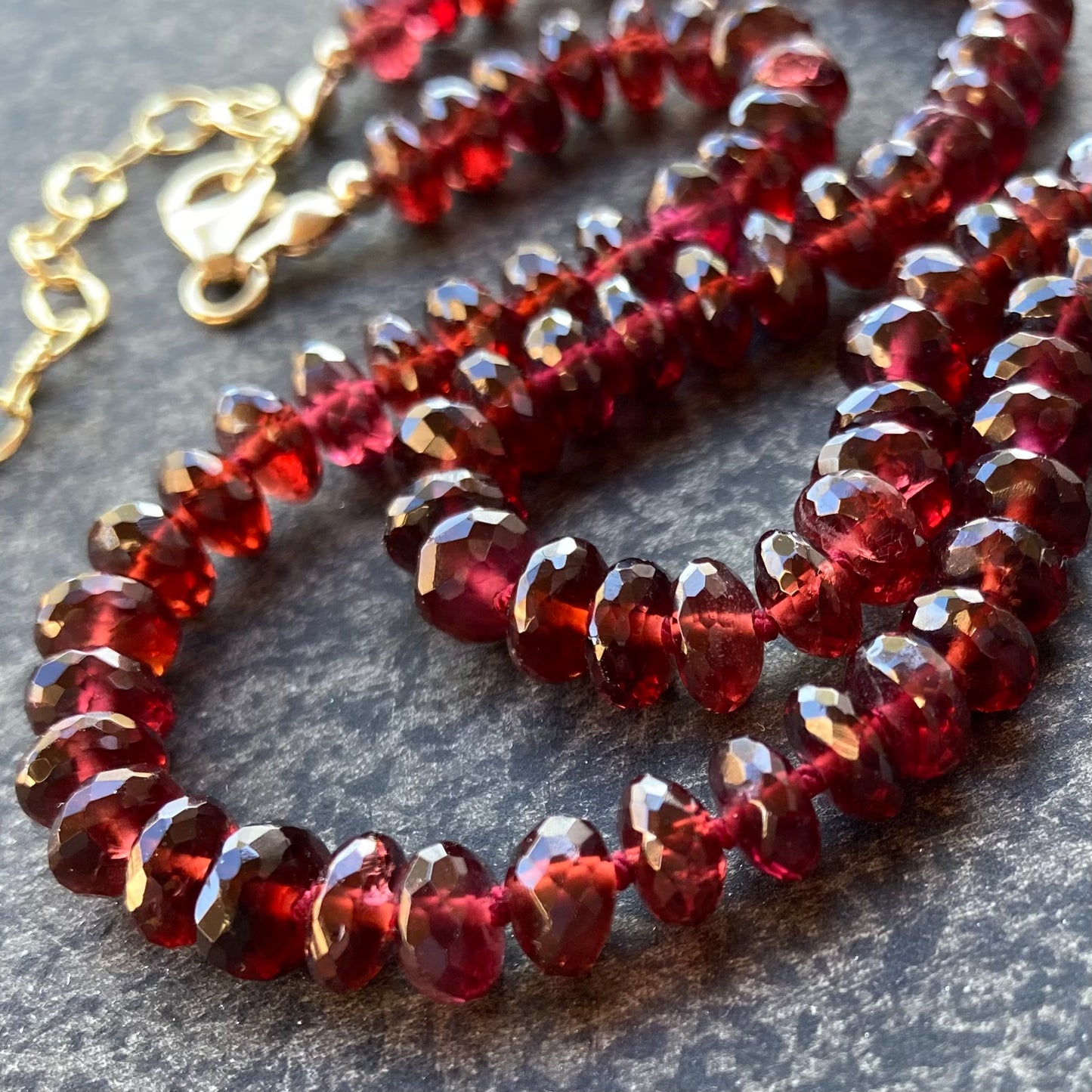 Mozambique Garnet Hand Knotted Silk Necklace