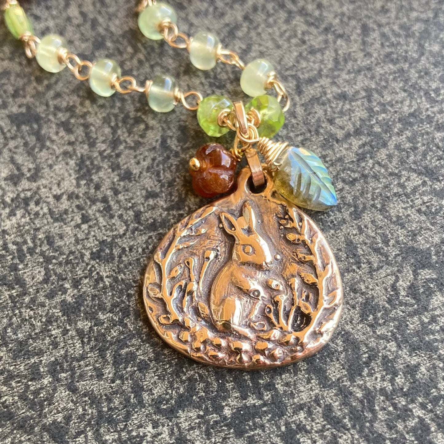 Multi Gemstone, Gold & Bronze Beatrix Pendant Necklace