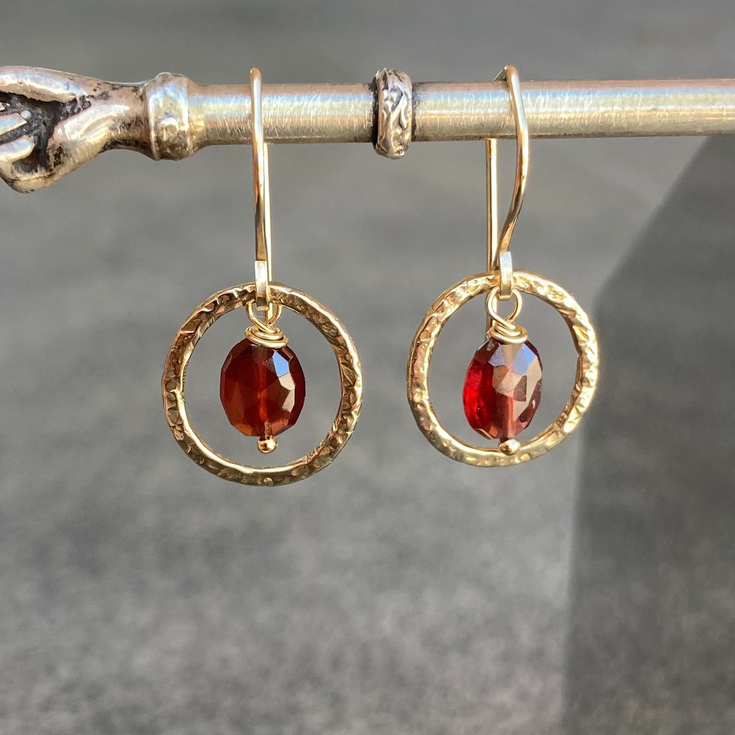 Mozambique Garnet, Gold & Bronze Hoops