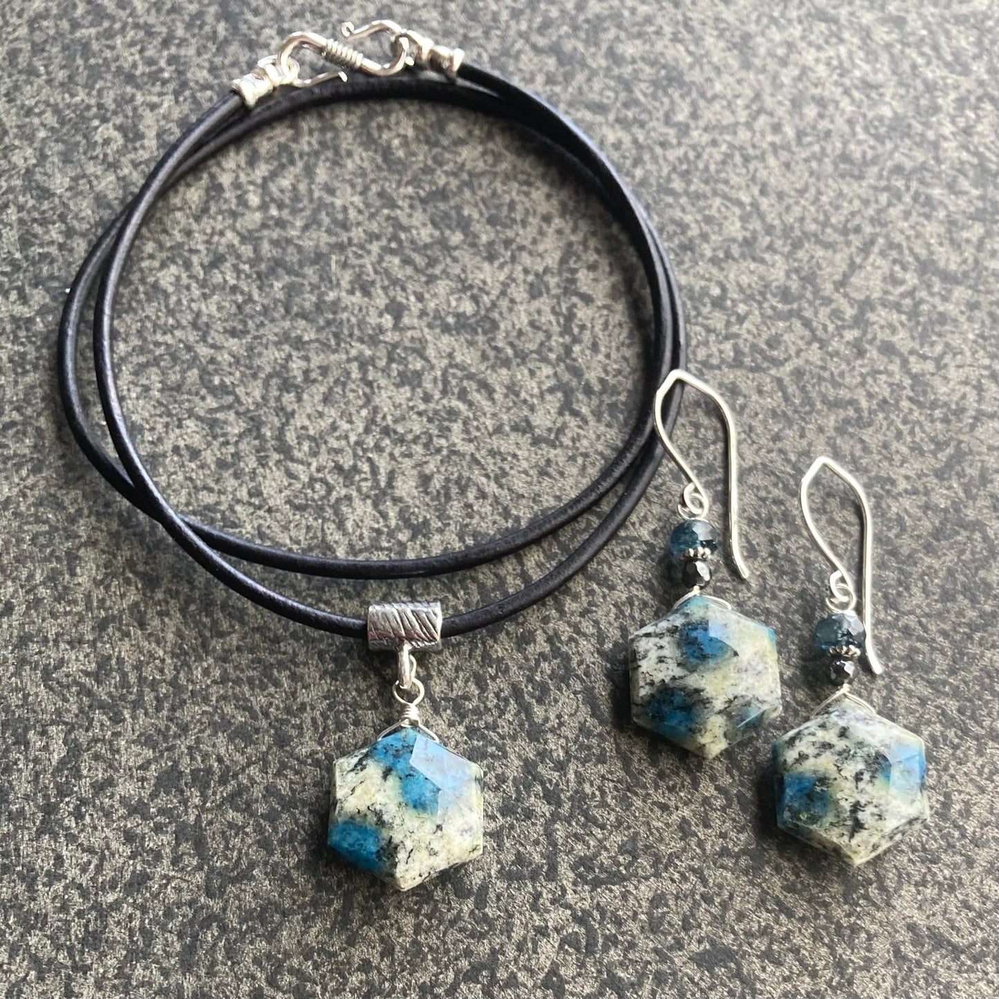 K2 Jasper & Sterling Silver Leather Choker