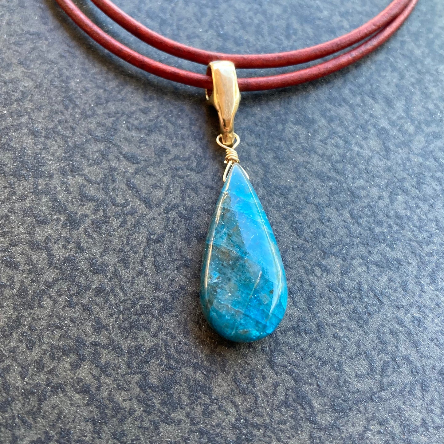 Apatite & Bronze Leather Choker