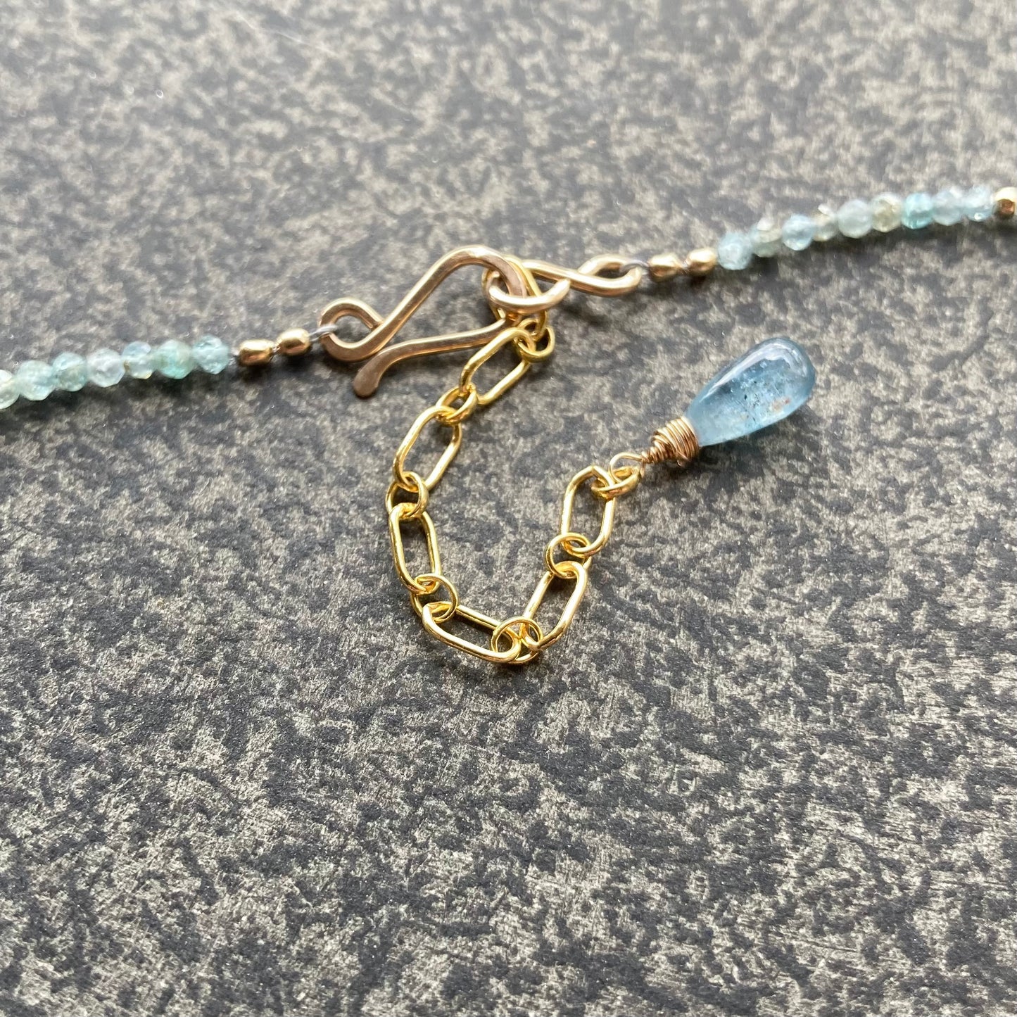 Aqua Apatite, Gold & Bronze Sea Star Charm Necklace