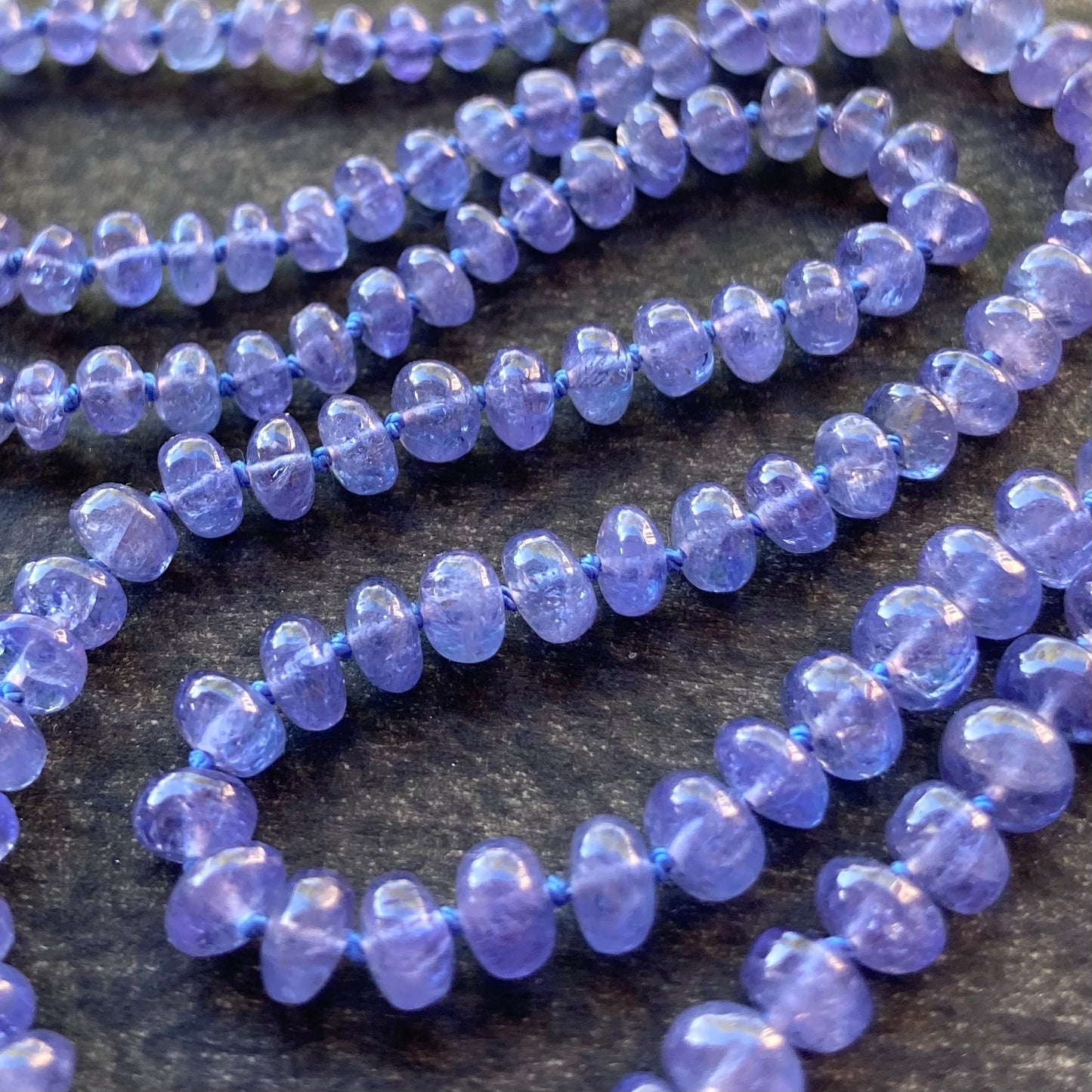Tanzanite Hand Knotted Silk Necklace