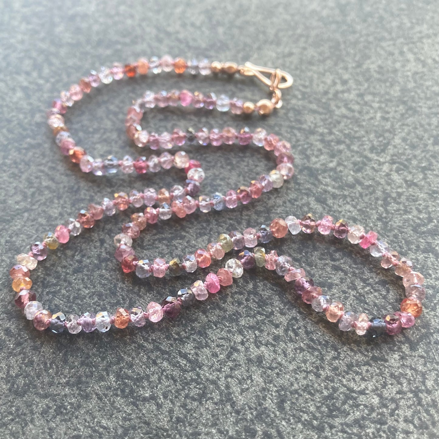 Multicolor Spinel “Confetti” Hand Knotted Silk Necklace