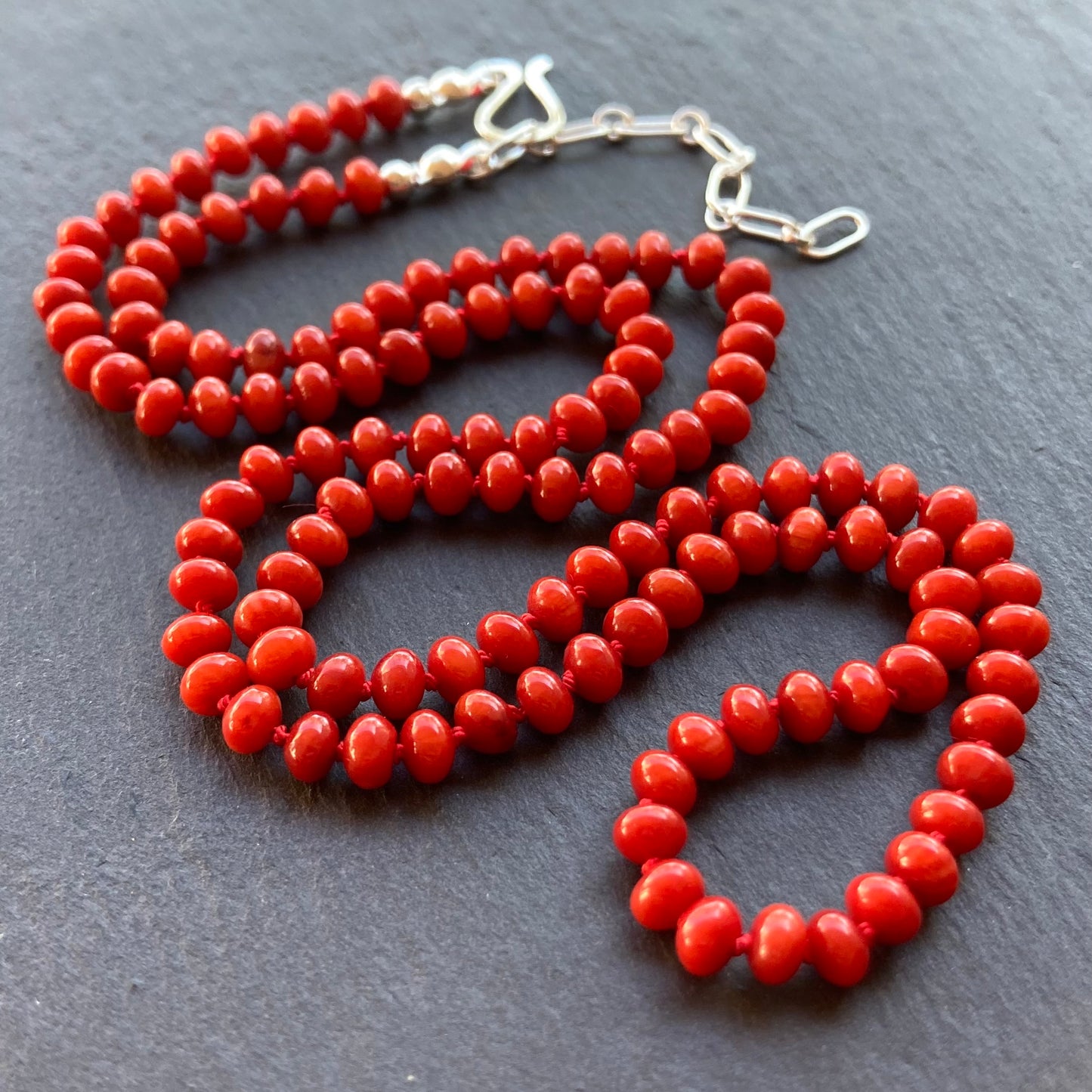 Bamboo Coral Hand Knotted Silk Necklace