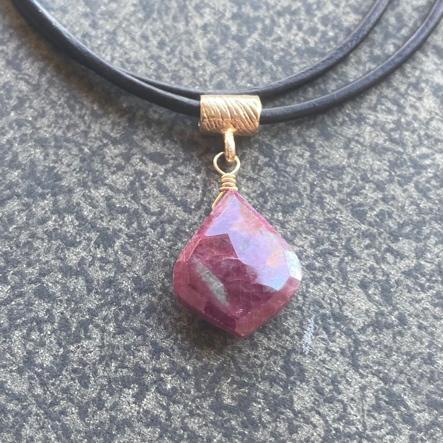 Ruby & Bronze Leather Choker
