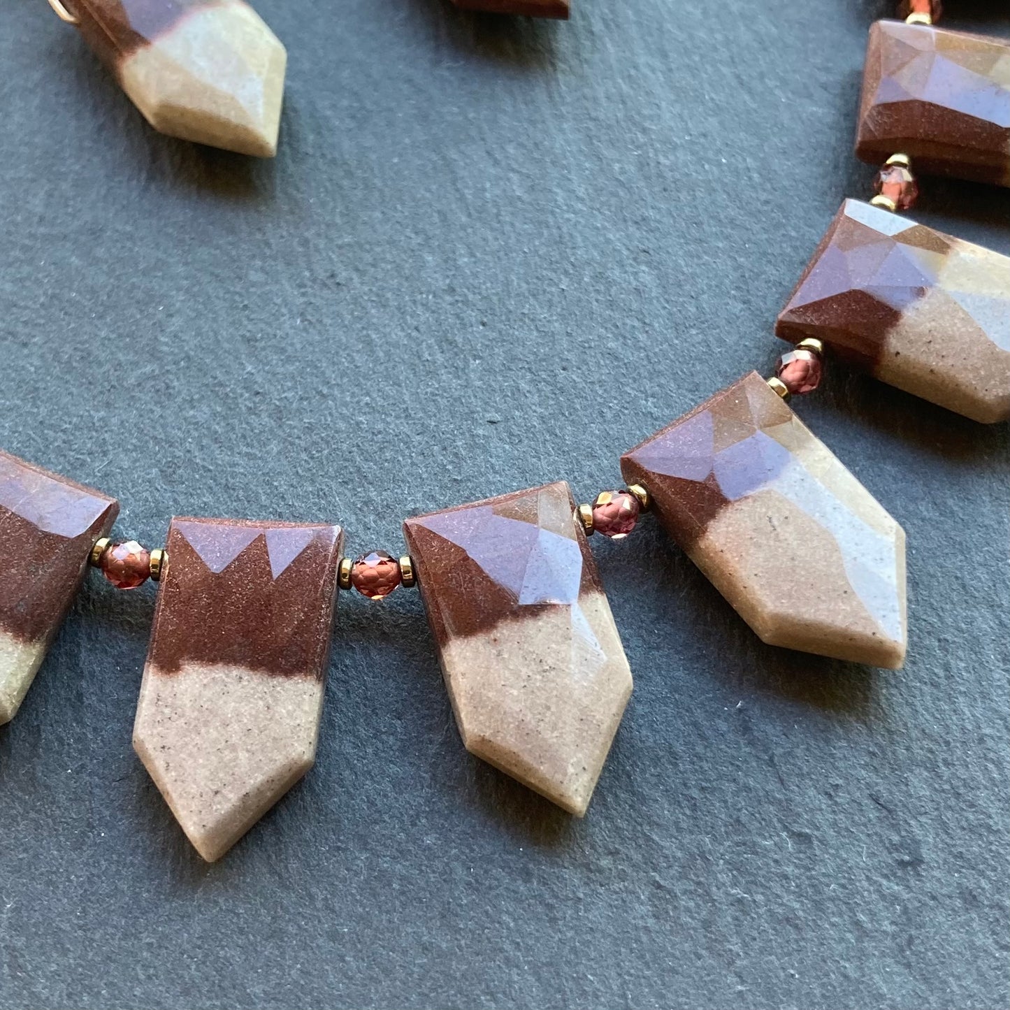 Mookaite, Malaya Garnet & Pyrite Collar