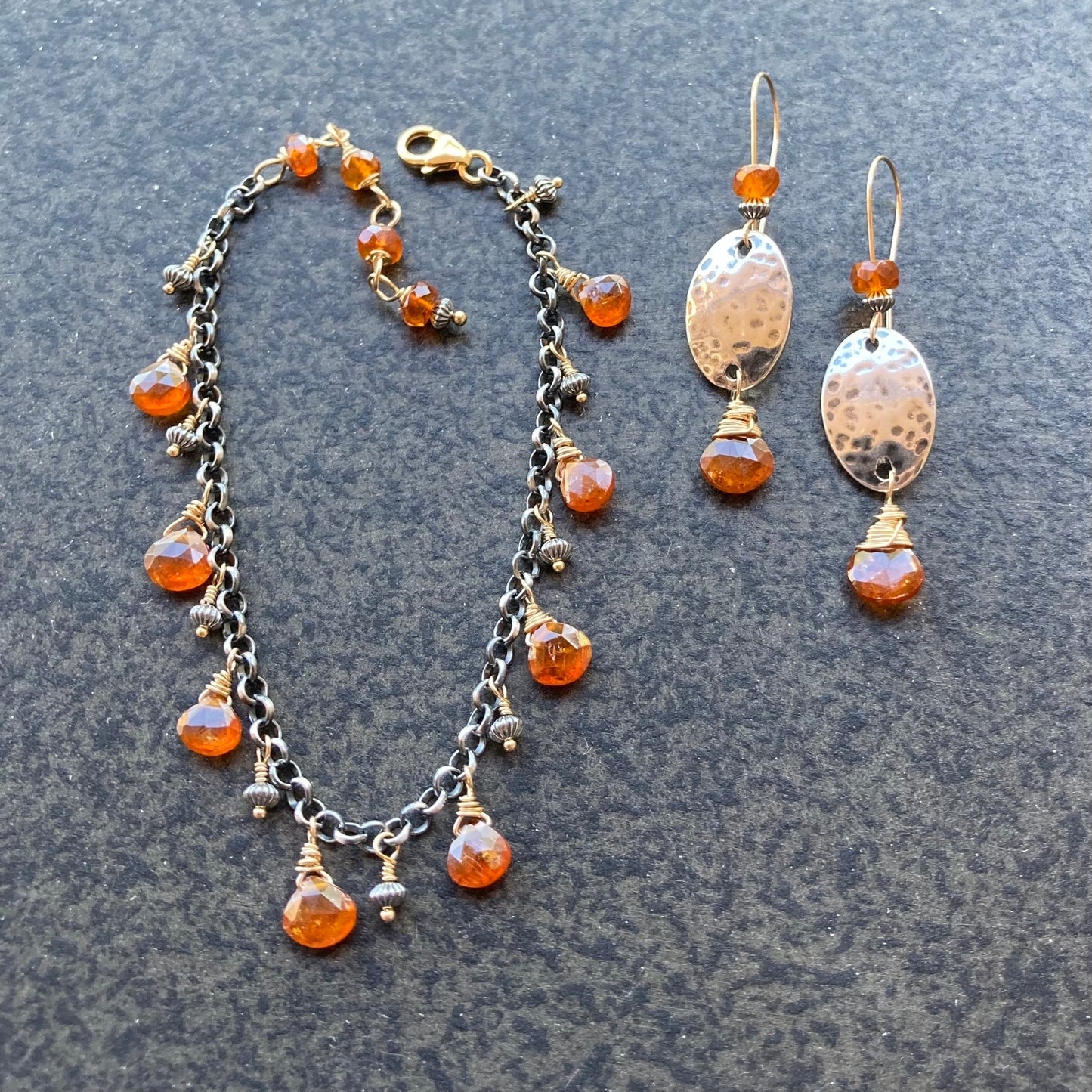 Orange Kyanite & Mixed Metal Charm Bracelet