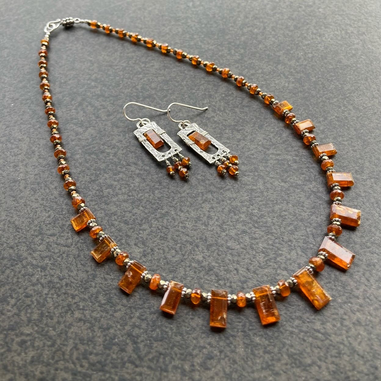 Orange Kyanite, Pyrite & Hessonite Choker