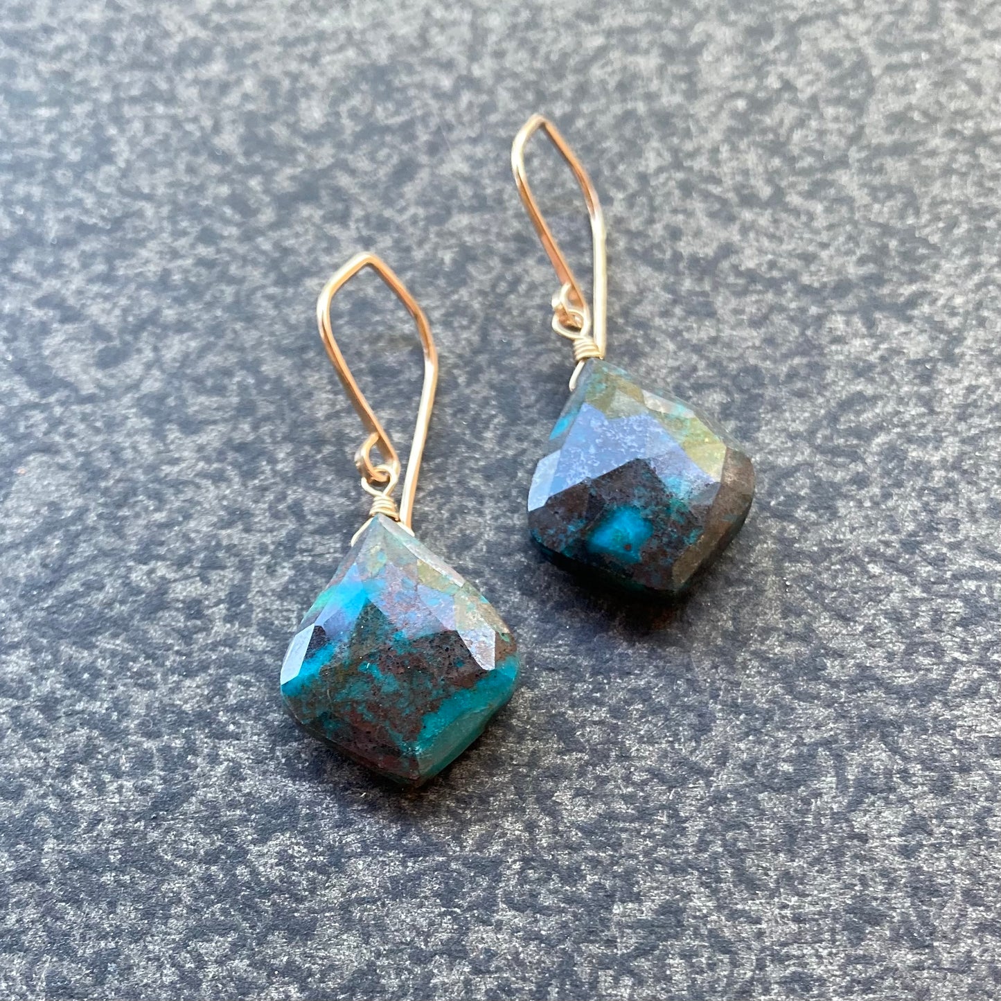 Chrysocolla & Gold Earrings