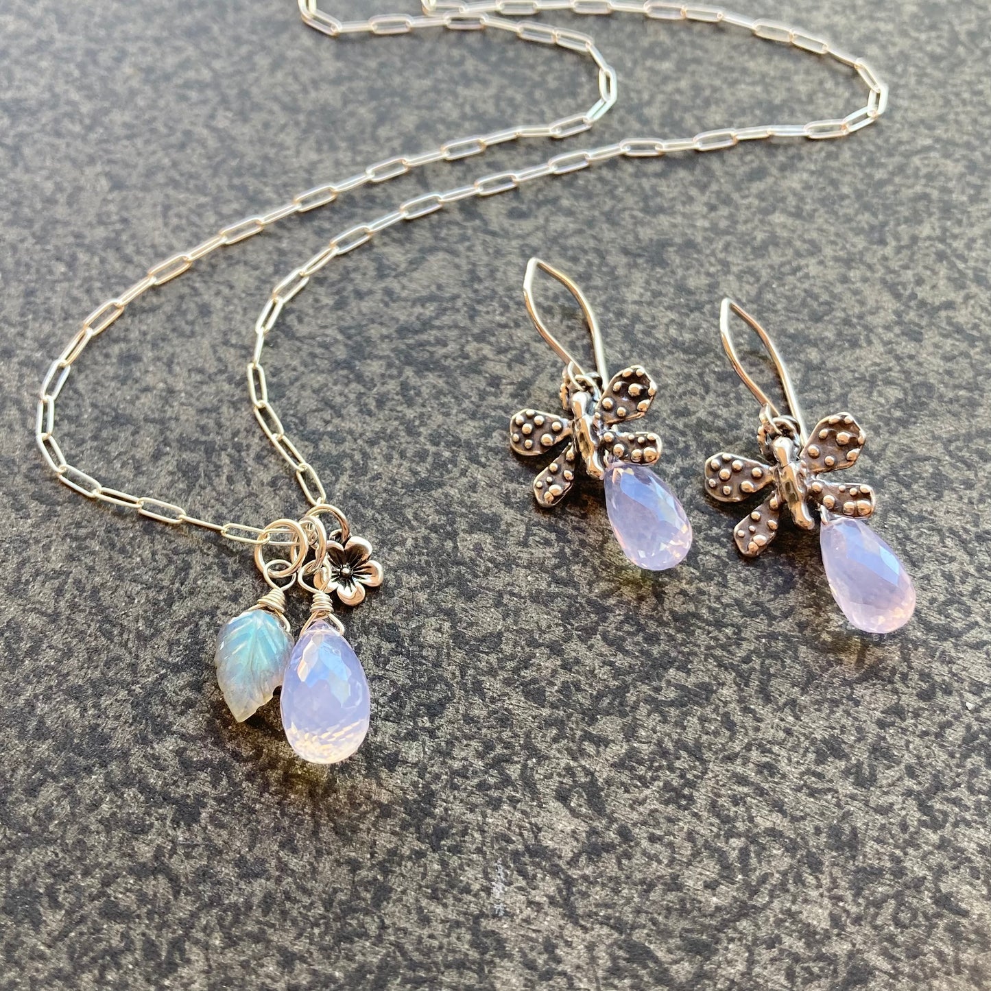 Scorolite & Sterling Silver Butterfly Earrings