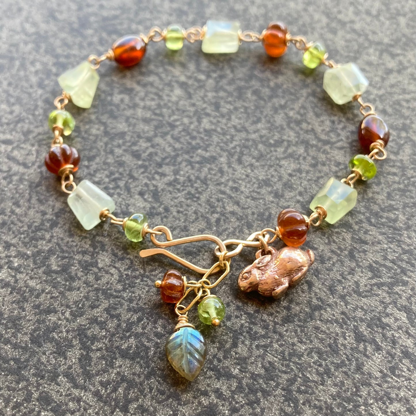 Multi Gemstone, Gold & Bronze Beatrix Pendant Necklace