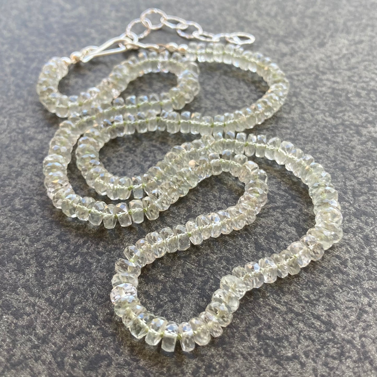 Prasiolite Hand Knotted Silk Necklace