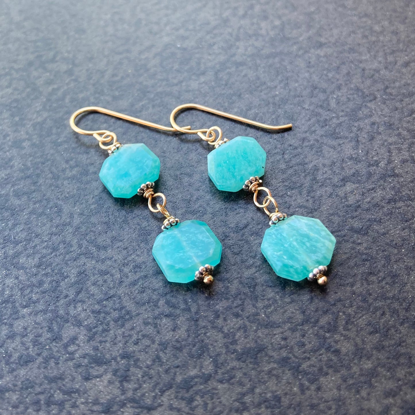 Amazonite & Mixed Metal Earrings