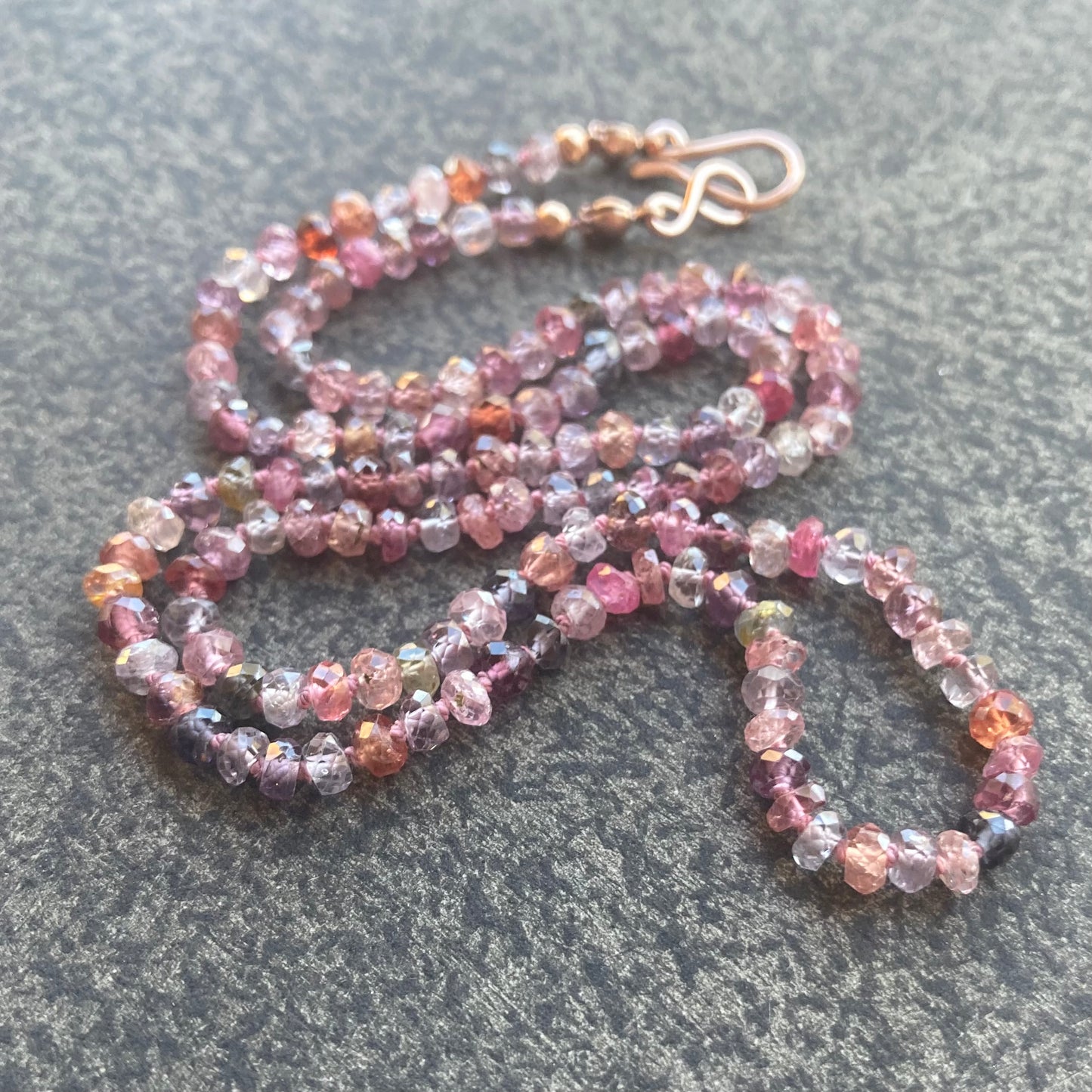 Multicolor Spinel “Confetti” Hand Knotted Silk Necklace