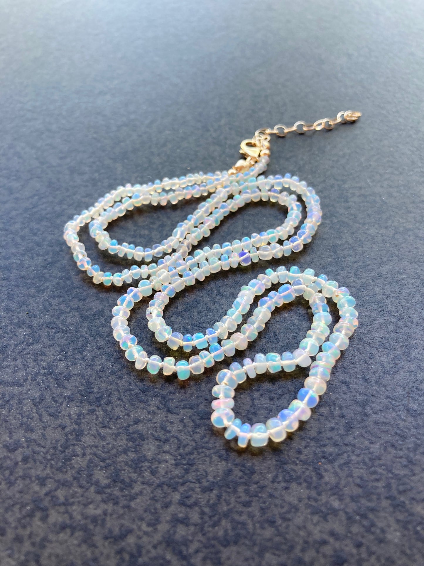Ethiopian Opal Hand Knotted Silk Necklace