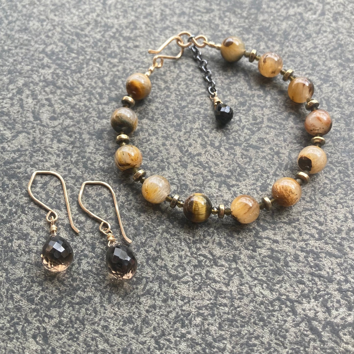 Smoky Quartz & Gold Earrings