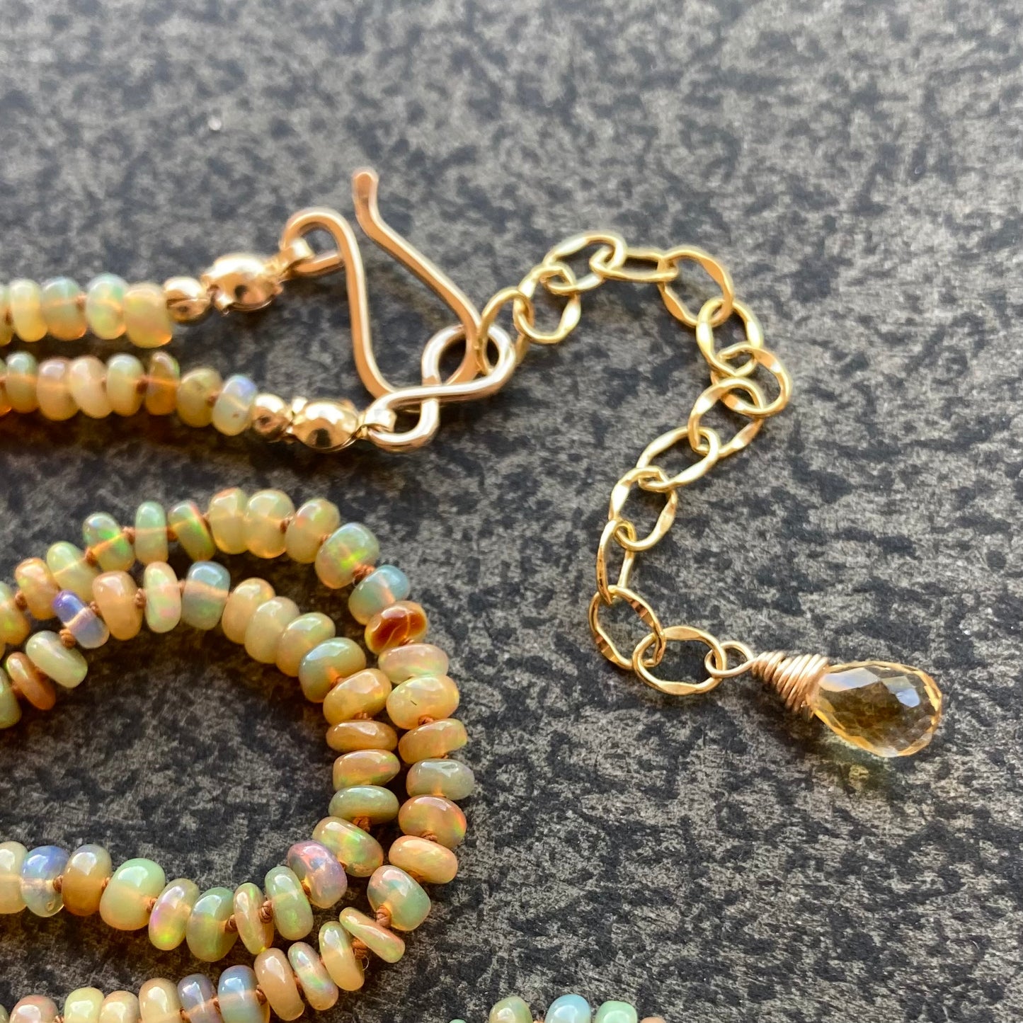 Ethiopian Golden Opal Hand Knotted Silk Necklace