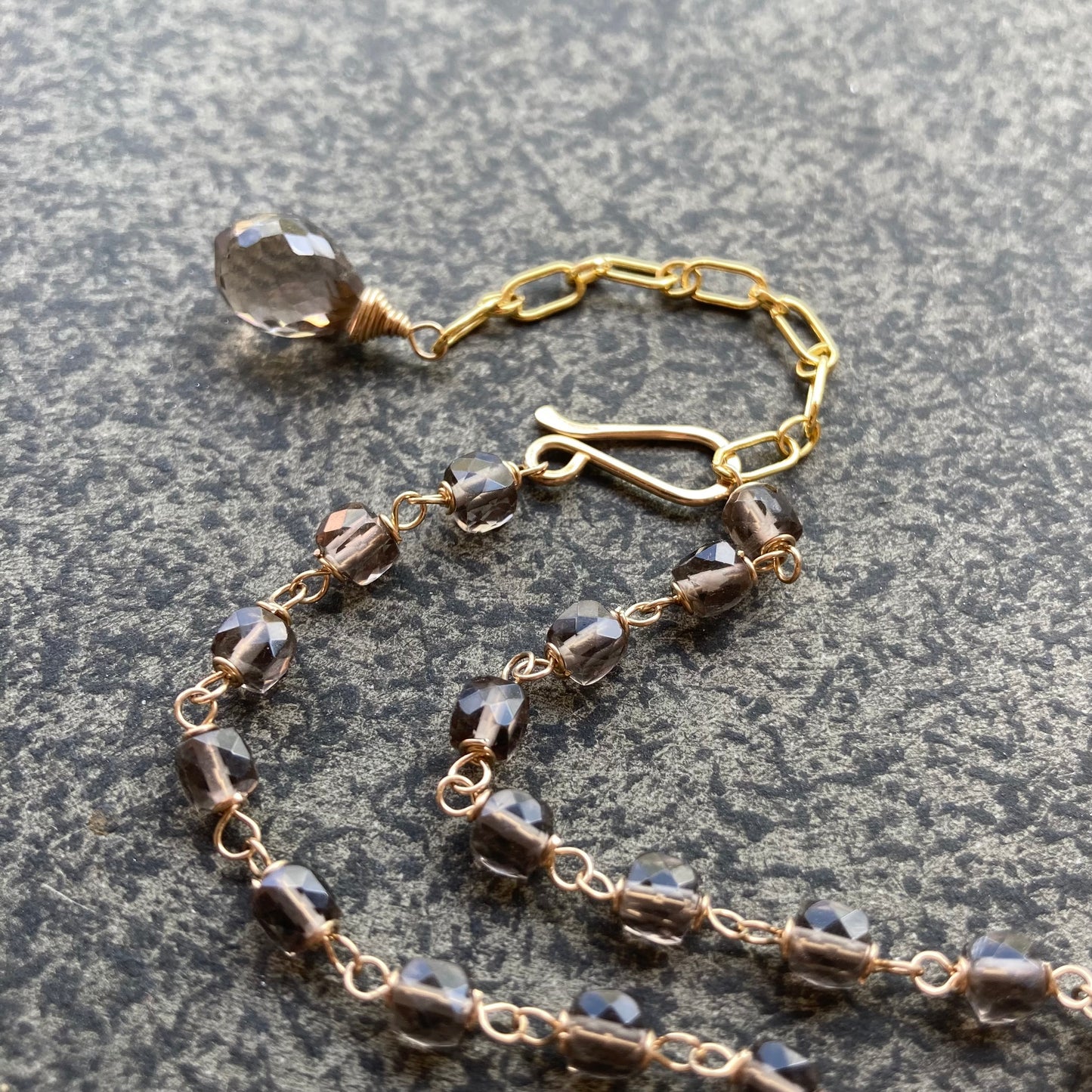 Ice Obsidian & Gold Convertible Lariat Necklace
