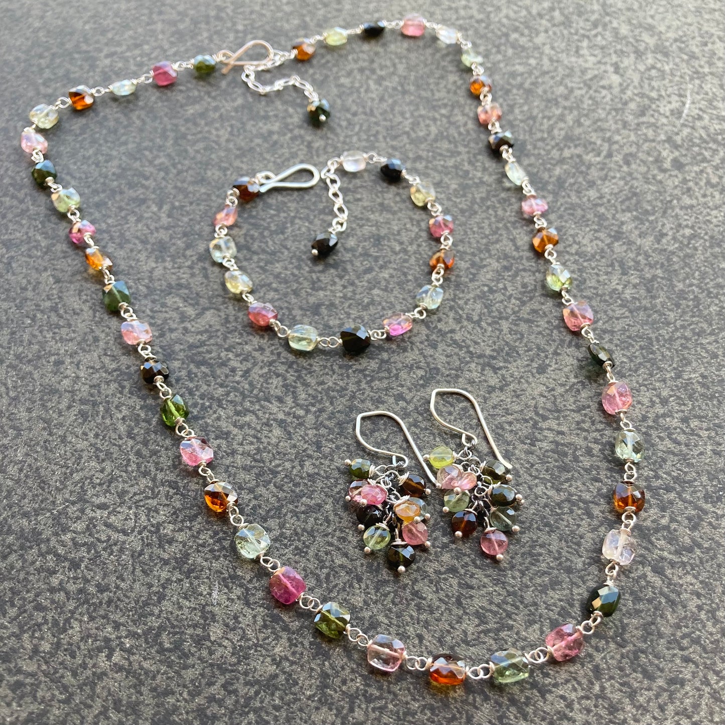 Multicolor Tourmaline & Sterling Silver Cascade Earrings