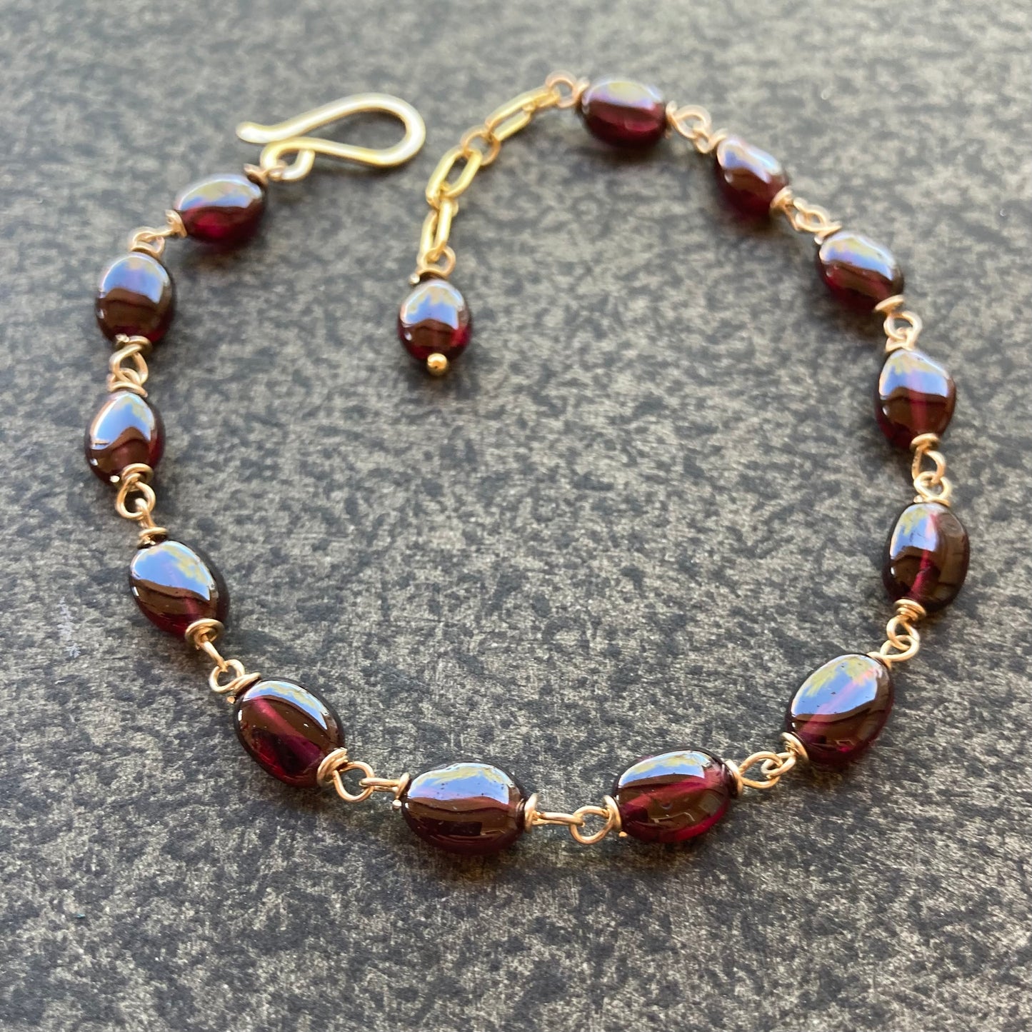 Rhodolite Garnet & Gold Bracelet