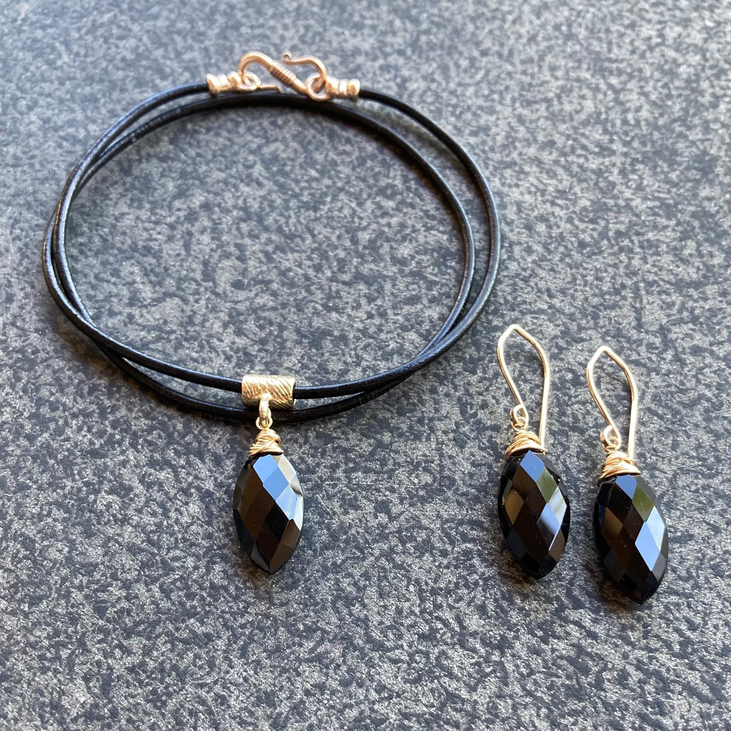 Black Onyx & Gold Earrings