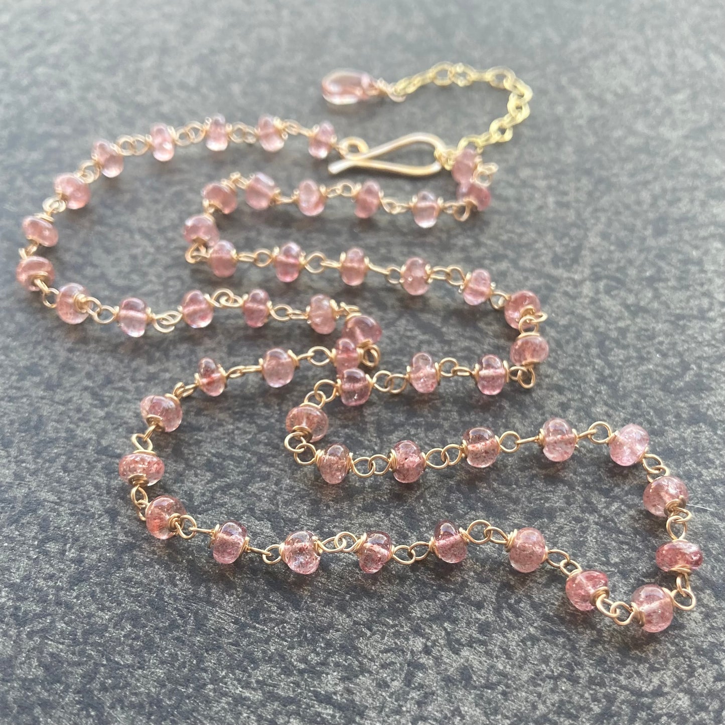 Strawberry Quartz & Gold Necklace