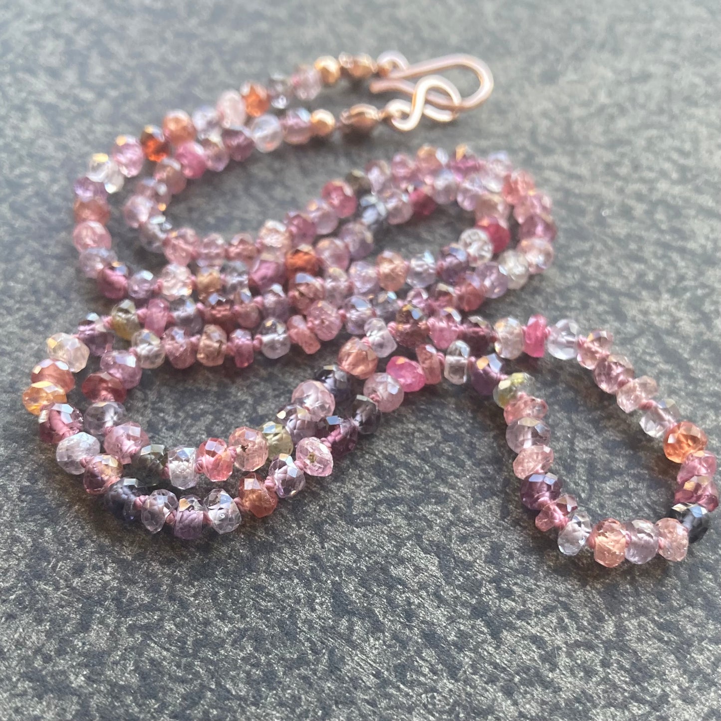 Multicolor Spinel “Confetti” Hand Knotted Silk Necklace