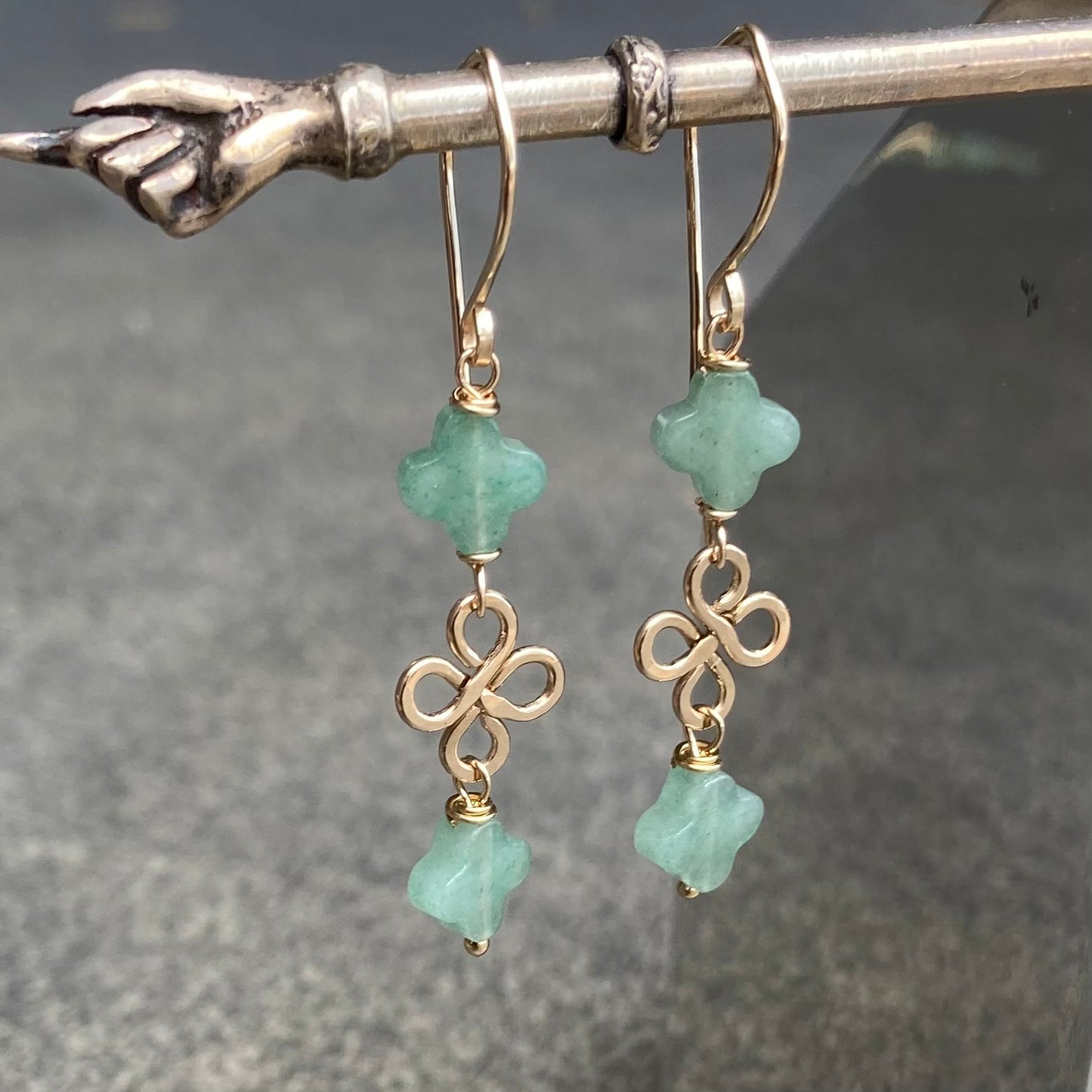Aventurine & Gold Good Fortune Earrings
