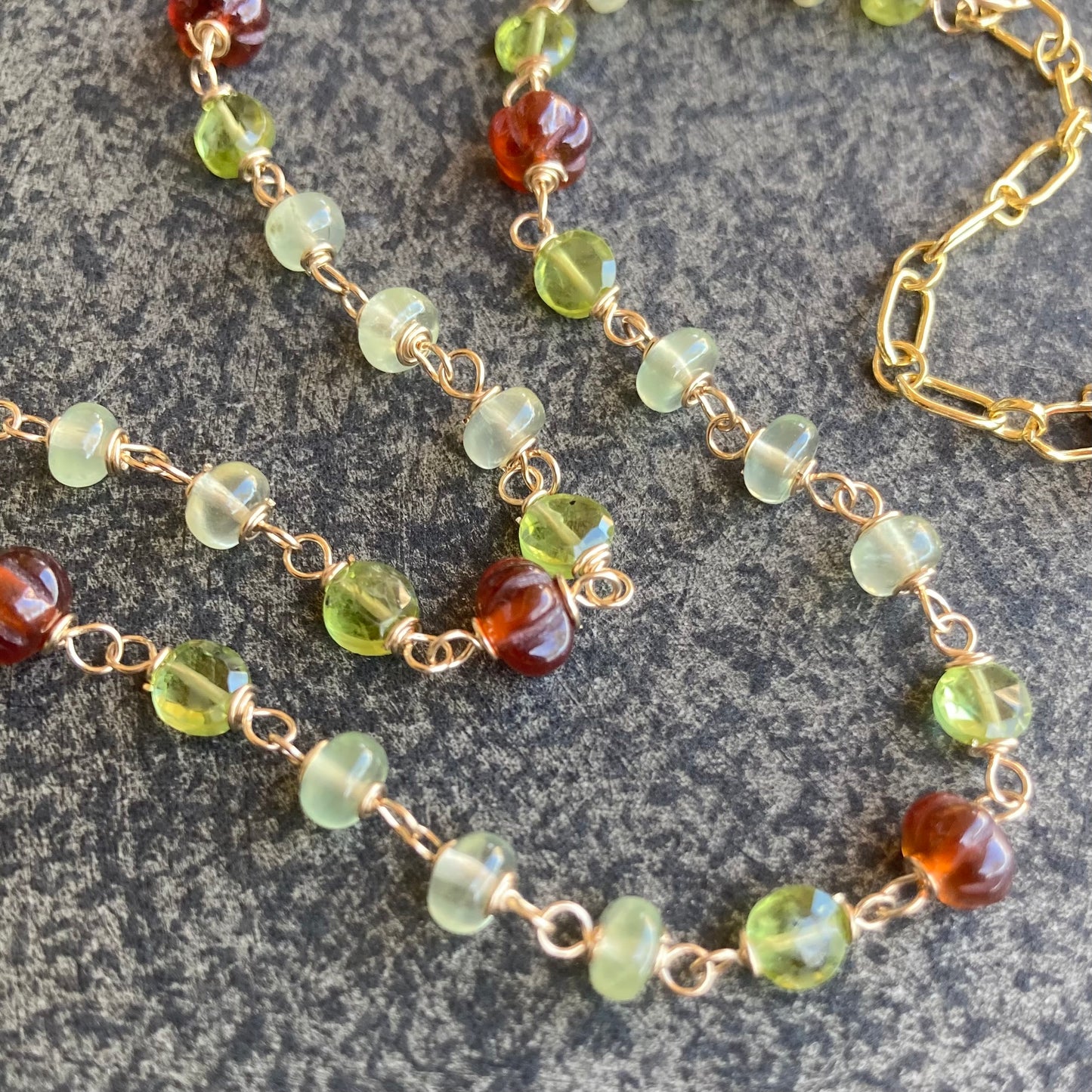 Multi Gemstone, Gold & Bronze Beatrix Pendant Necklace