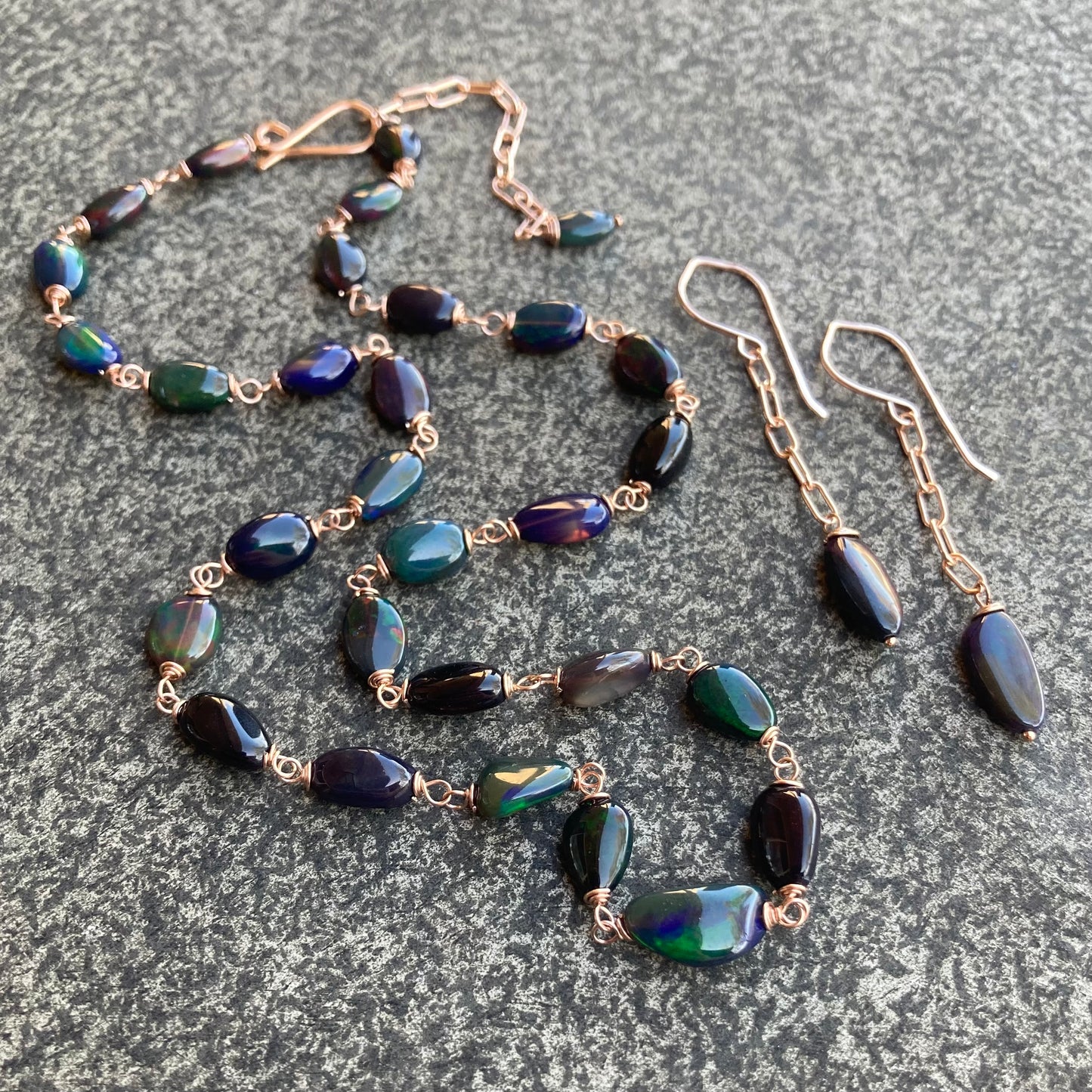 Ethiopian Black Opal & Rose Gold Necklace