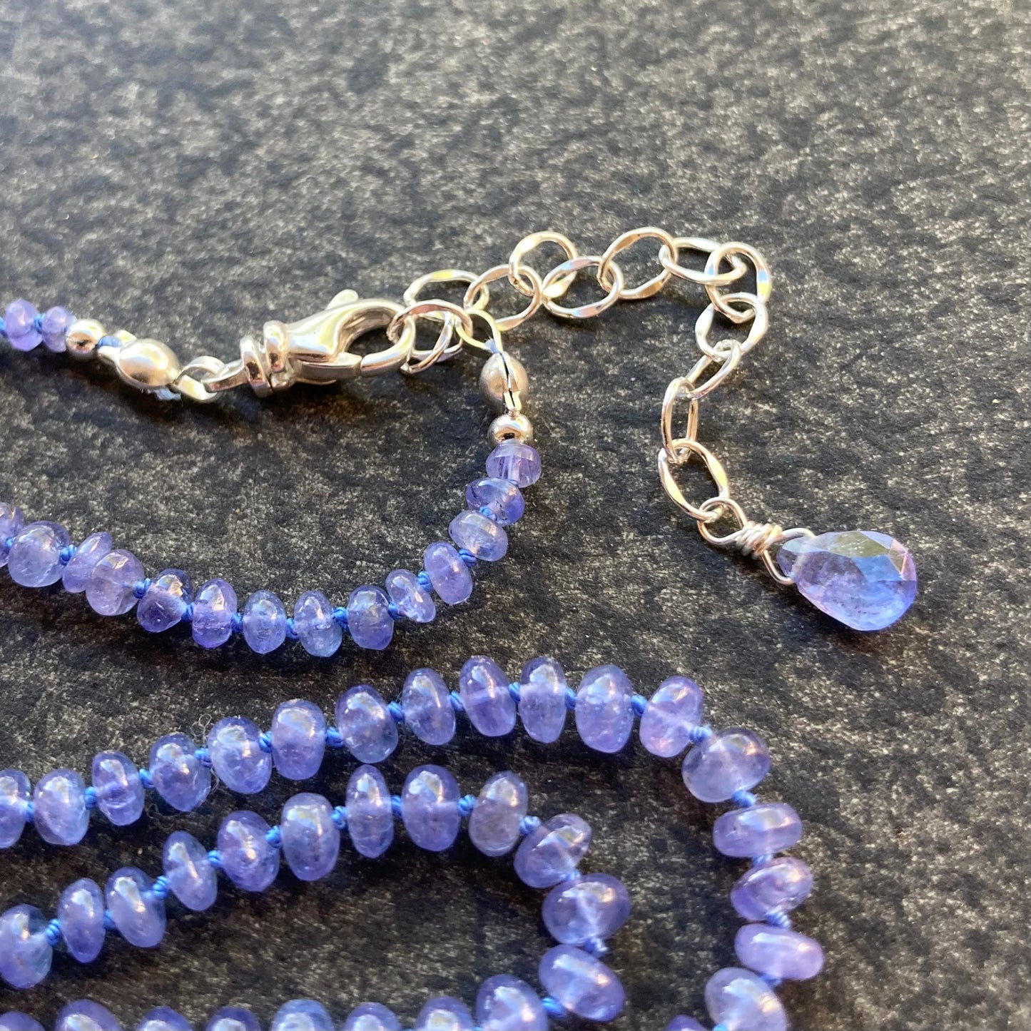 Tanzanite Hand Knotted Silk Necklace