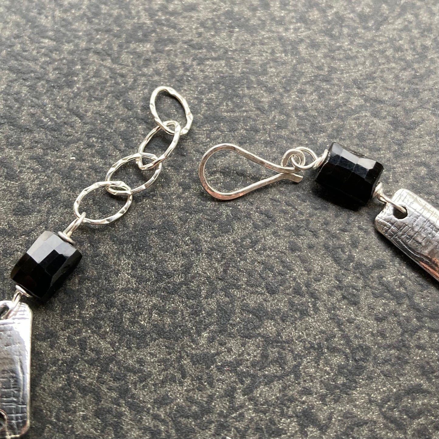 Black Spinel & Sterling Silver Artisan Link Bracelet