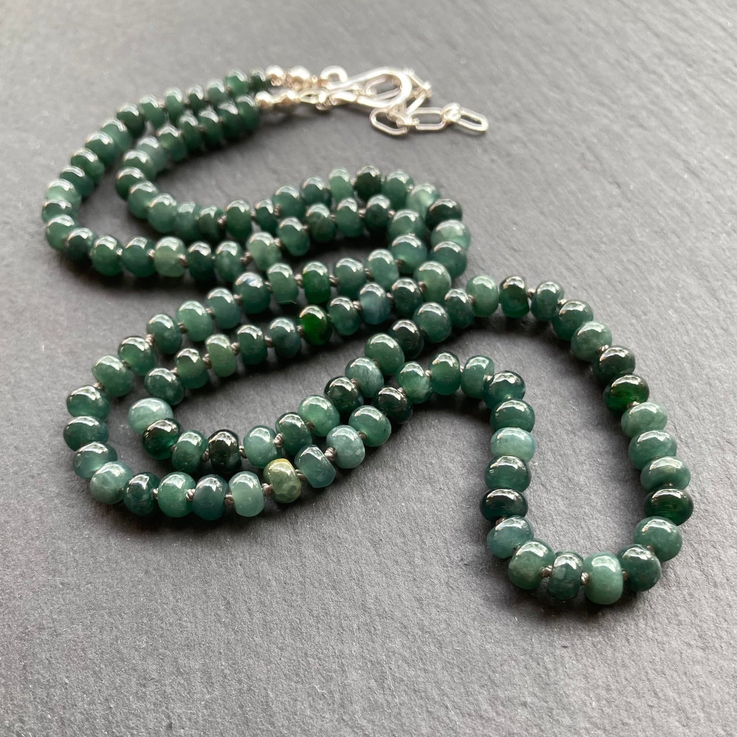 Guatemalan Jade Hand Knotted Silk Necklace