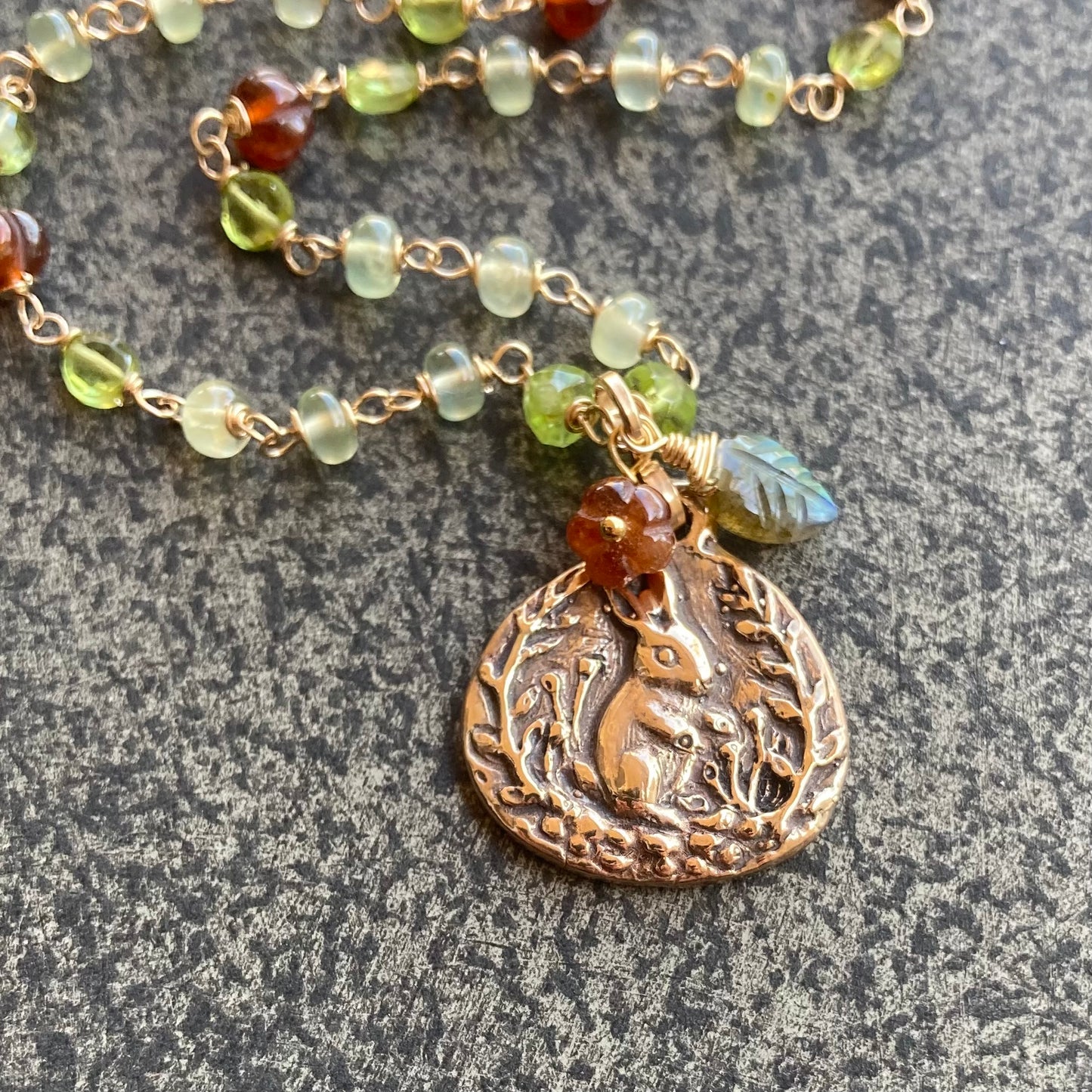 Multi Gemstone, Gold & Bronze Beatrix Pendant Necklace