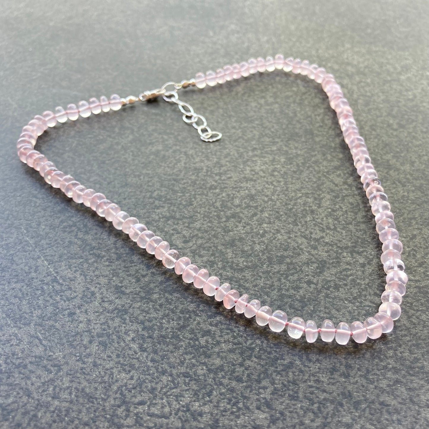 Rose Quartz Hand Knotted Silk Necklace