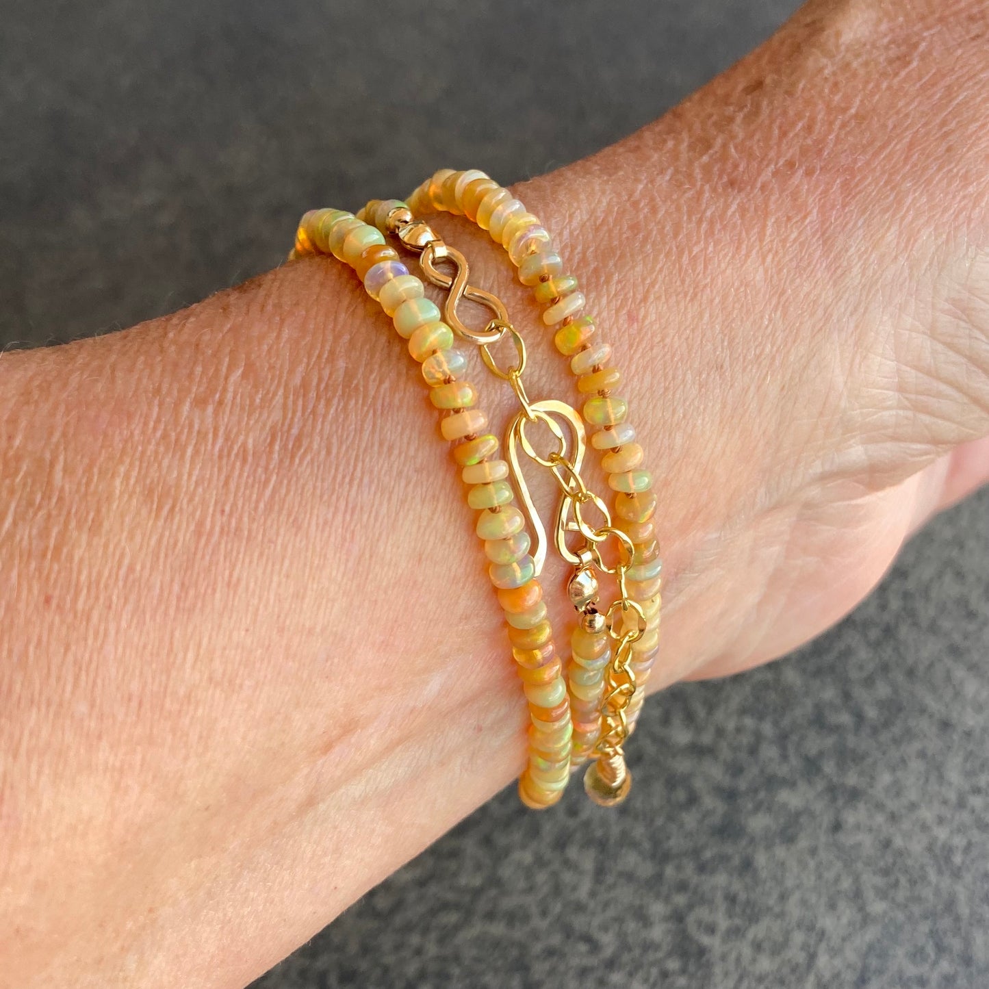 Ethiopian Golden Opal Hand Knotted Silk Necklace
