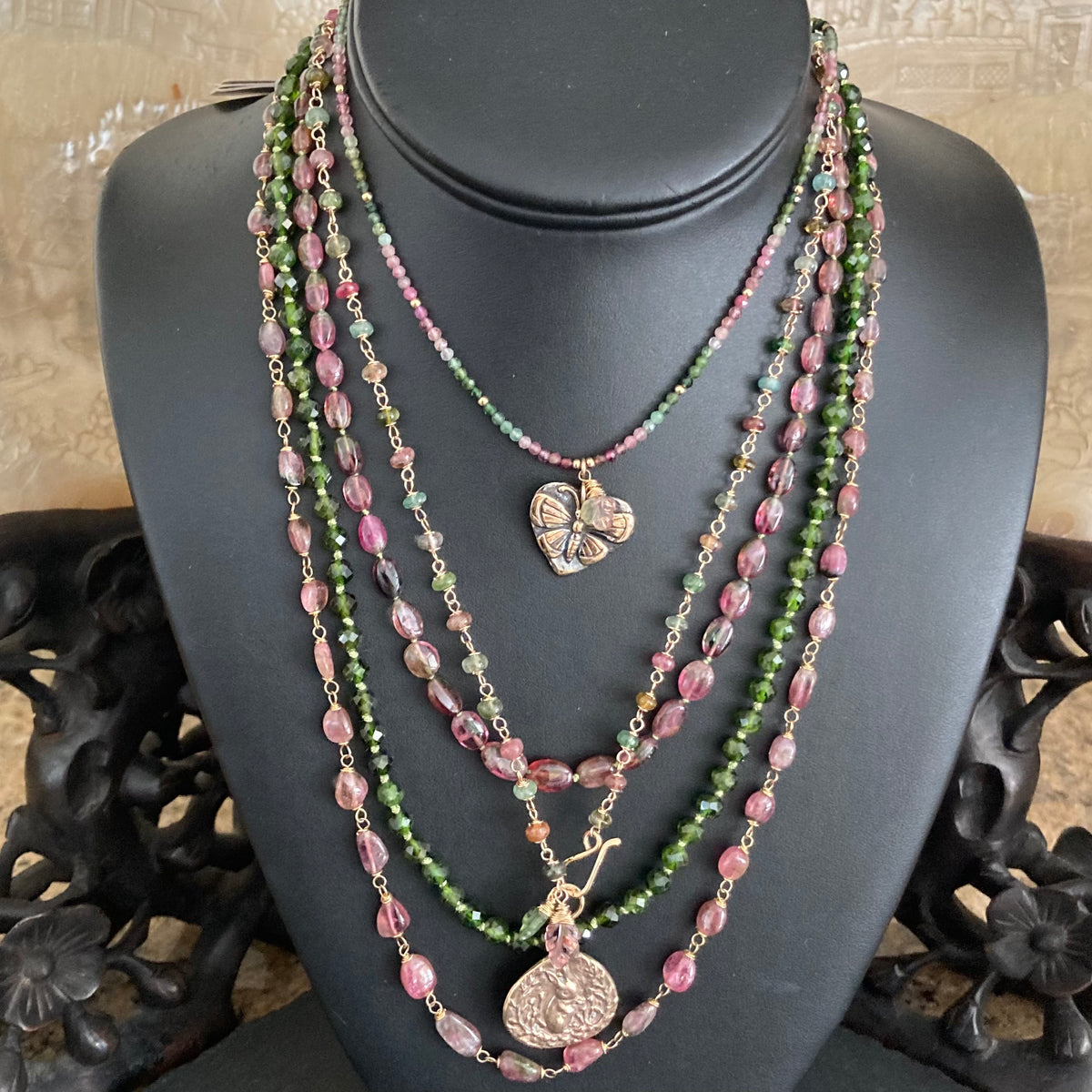 Chrome Diopside Hand Knotted Silk Necklace