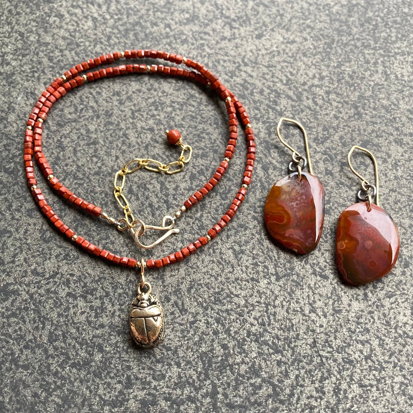 Red Agua Nueva Agate & Mixed Metal Earrings