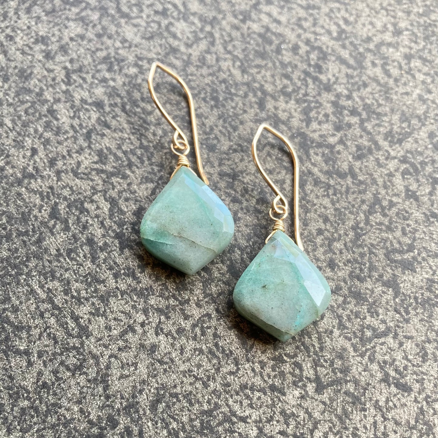 Chrysocolla Chalcedony & Gold Earrings
